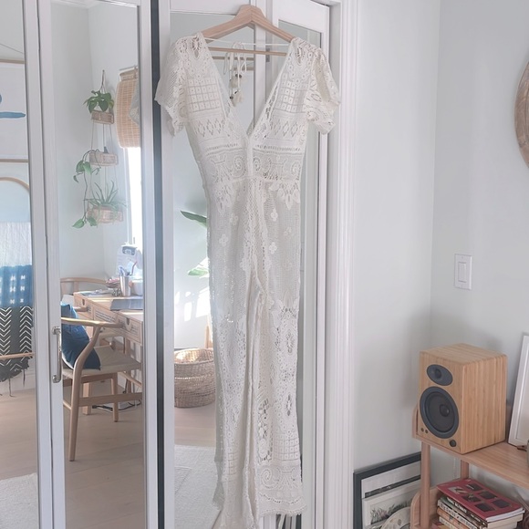 Spell Designs Woodstock white lace jumpsuit in XS